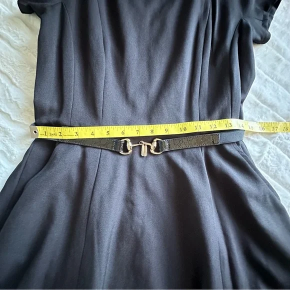 Ellen Tracy Little Black Dress w/croc & gold tone belt & gold back zipper -  10